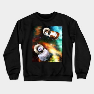 Cute Hedgehog And Guinea Pig Floating In Space Galaxy Crewneck Sweatshirt